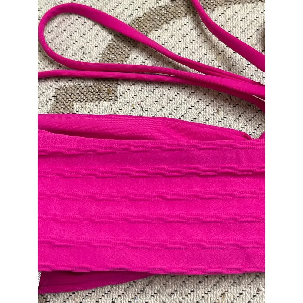 Lspace Dawn Bikini Bandeau Halter Swim Top, Bougainvillea, MSRP $110,size small